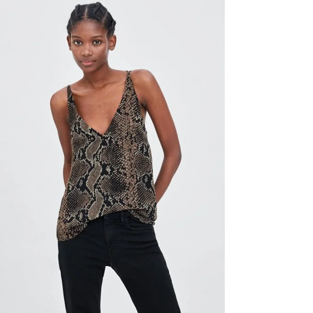 Zara Snake Print Strappy Flowy Tank Top, NWT, S - Picture 13 of 13